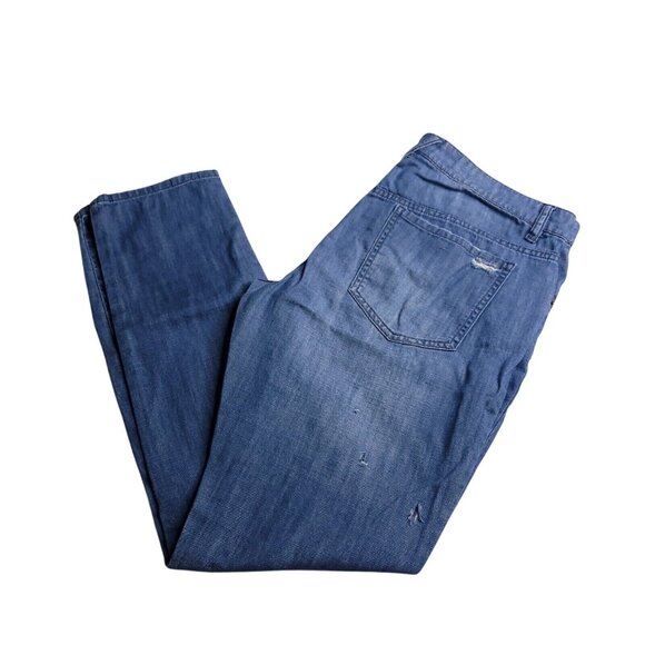 Volcom Jeans Womens Slim Slouch 11 Light Wash Destroyed Mid Rise Juniors - Picture 1 of 12